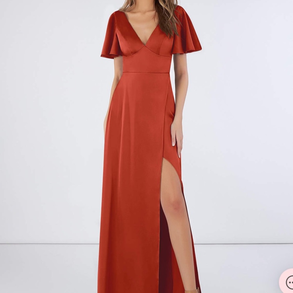 Size 4 Azazie Silk dress rust/crimson red